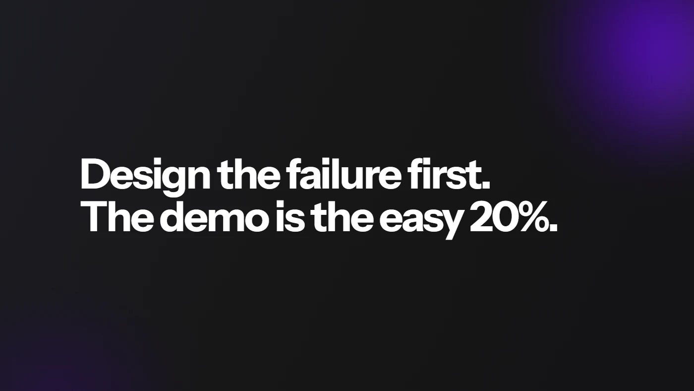 Design the failure first. The demo is the easy 20%.